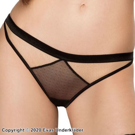 Playful panties, sheer mesh, straps, guipure lace